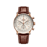 Shop Breitling Navitimer B01 Chronograph 41 White Dial Brown Leather Strap Watch for Men - RB0139211G1P1 in USA