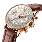 Shop Breitling Navitimer B01 Chronograph 41 White Dial Brown Leather Strap Watch for Men - RB0139211G1P1 in USA