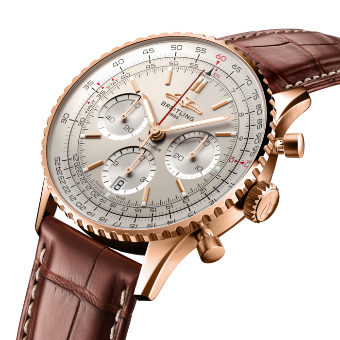 Shop Breitling Navitimer B01 Chronograph 41 White Dial Brown Leather Strap Watch for Men - RB0139211G1P1 in USA
