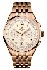 Breitling Premier B01 Chronograph 42 White Dial Rose Gold Steel Strap Watch for Men - RB0145371G1R1
