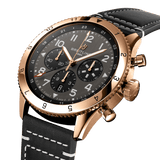 Breitling Super Avi B04 Chronograph GMT 46 P-51 Mustang Grey Dial Black Leather Strap Watch for Men - RB04451A1B1X1