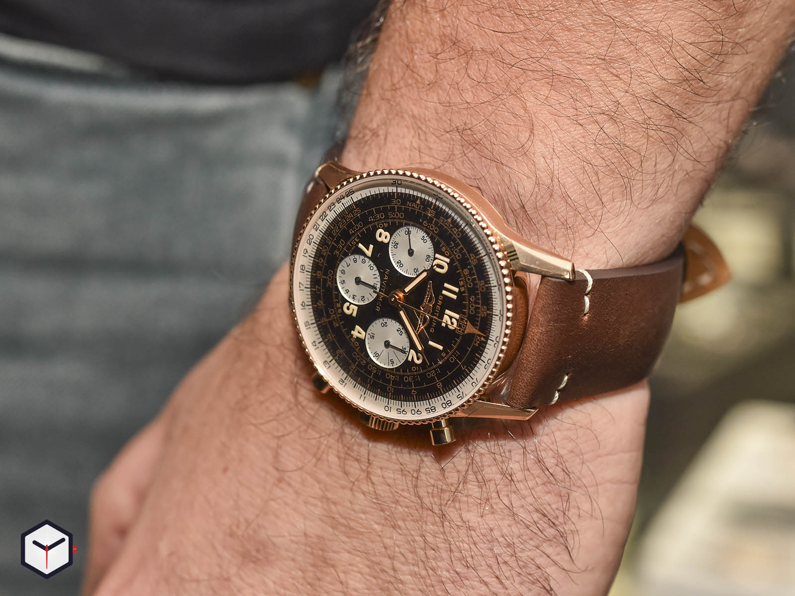 Breitling Navitimer 1959 Edition Black Dial Brown Leather Strap Watch for Men - RB0910371B1X1