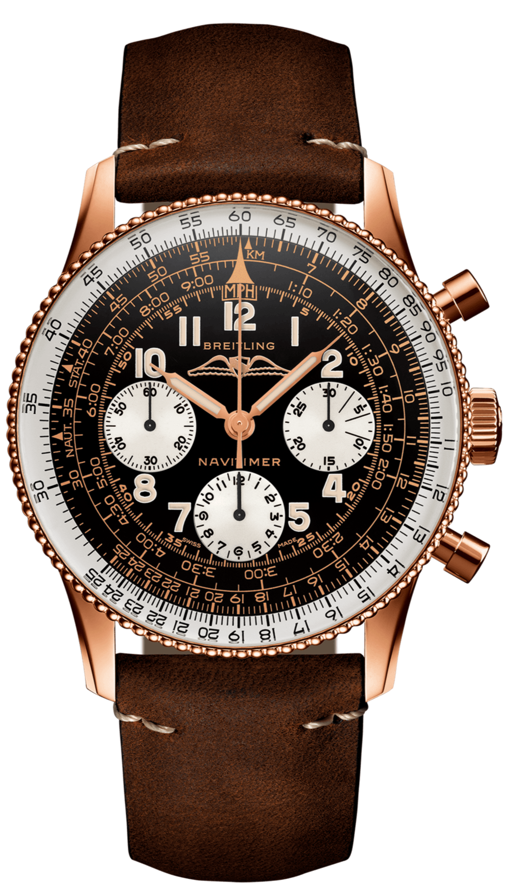 Breitling Navitimer 1959 Edition Black Dial Brown Leather Strap Watch for Men - RB0910371B1X1
