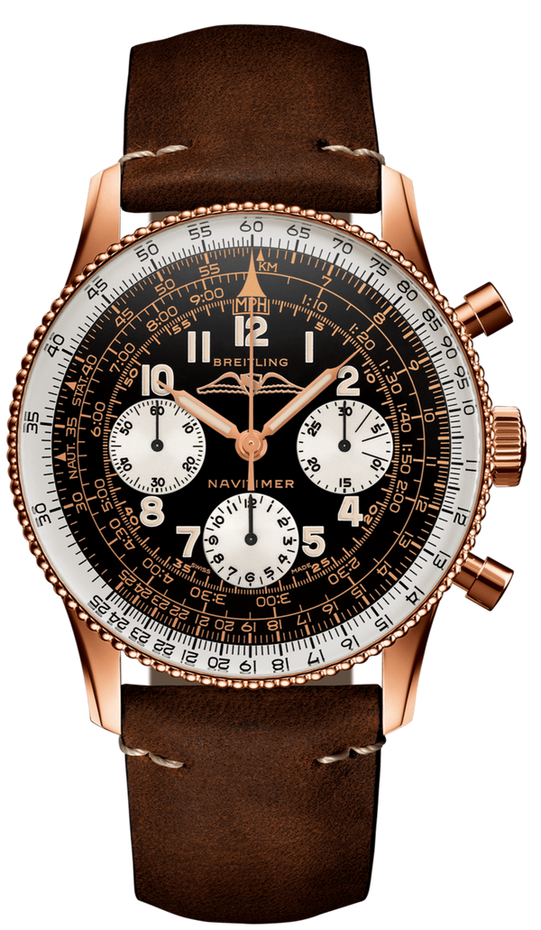 Breitling Navitimer 1959 Edition Black Dial Brown Leather Strap Watch for Men - RB0910371B1X1