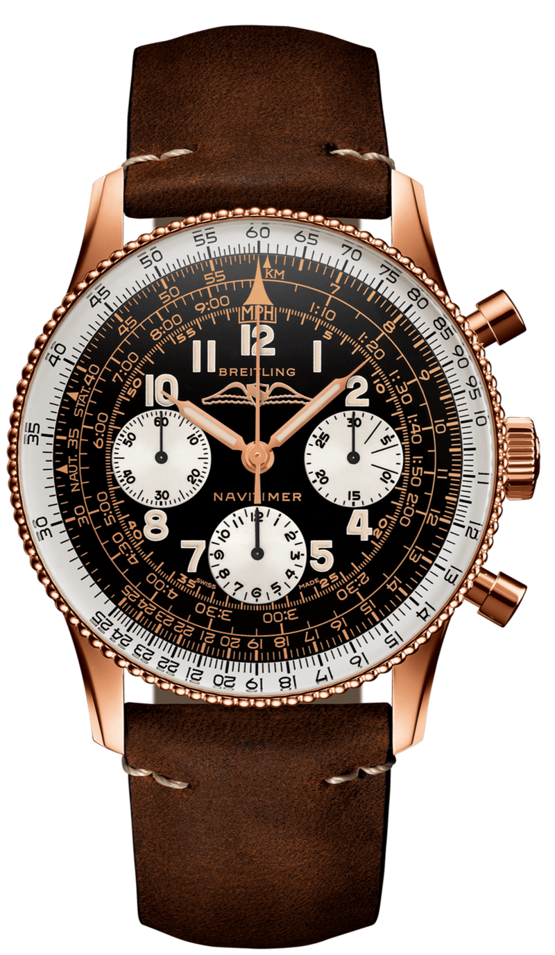 Breitling Navitimer 1959 Edition Black Dial Brown Leather Strap Watch for Men - RB0910371B1X1