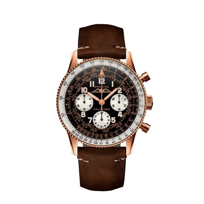 Breitling Navitimer 1959 Edition Black Dial Brown Leather Strap Watch for Men - RB0910371B1X1
