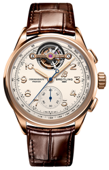 Breitling Premier B21 Chronograph Tourbillion 42 Leon Breitling White Dial Brown Leather Strap Watch for Men - RB2120211G1P1