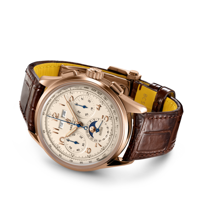 Breitling Premier B25 Datora 42 White Dial Brown Leather Strap Watch for Men - RB2510371G1P1