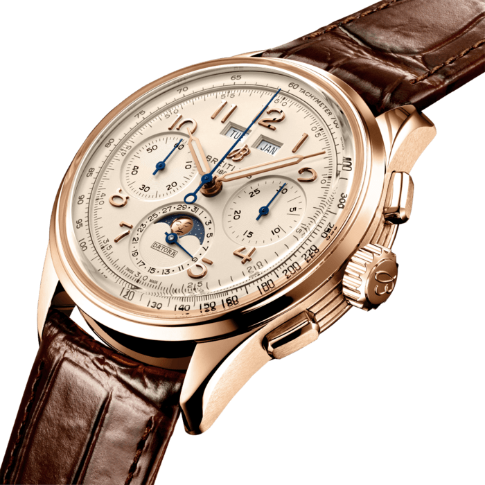 Breitling Premier B25 Datora 42 White Dial Brown Leather Strap Watch for Men - RB2510371G1P1