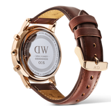 Daniel Wellington Iconic Chronograph Blue Dial Brown Leather Strap Watch For Men - DW00100639