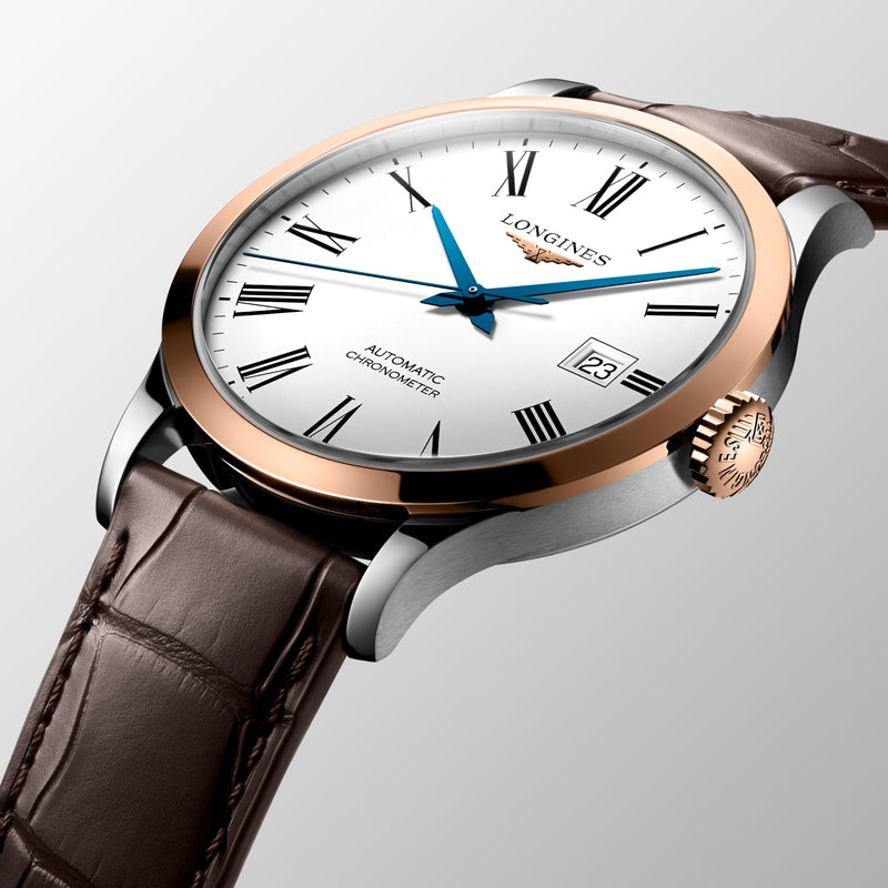 Longines Record Automatic Stainless Steel 18K Gold Watch for Men - L2.821.5.11.2 Buy Now By Longines