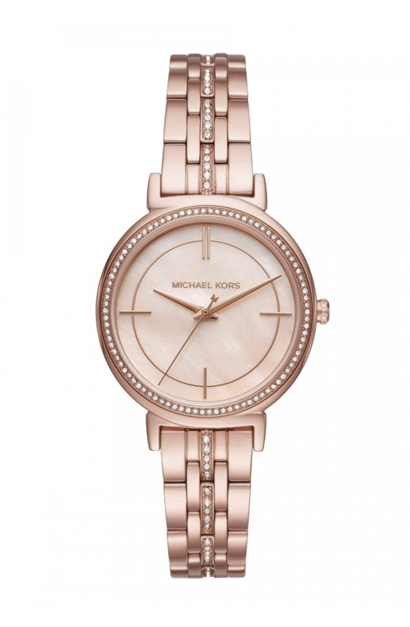 Michael Kors Cinthia Mother of Pearl Rose Gold Dial Rose Gold Steel Strap Watch for Women - MK3643