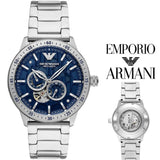 Emporio Armani Meccanico Automatic Blue Dial Silver Steel Strap Watch For Men - AR60052