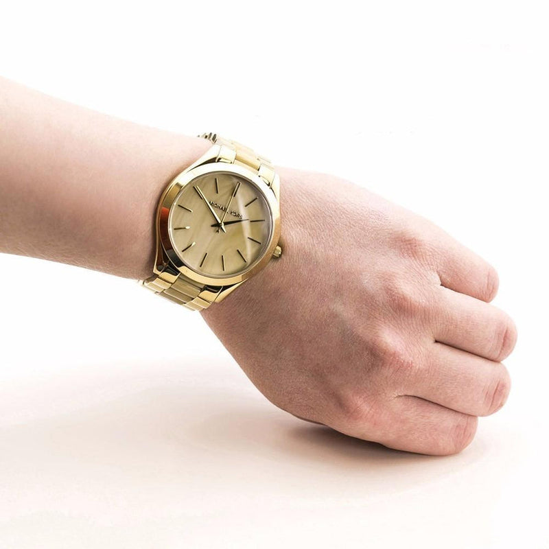 Michael Kors Slim Runway Gold Dial Two Tone Gold Strap Watch for Women - MK4285 Buy Now By Michael Kors