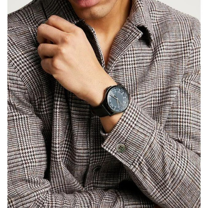 Armani Exchange Hampton Quartz Blue Dial Black Leather Strap Watch for Men - AX2411 Buy Now By Armani Exchange