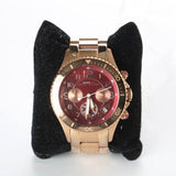 Marc Jacobs Rock Chronograph Mother of Pearl Red Dial Rose Gold Steel Strap Unisex Watch - MBM3251