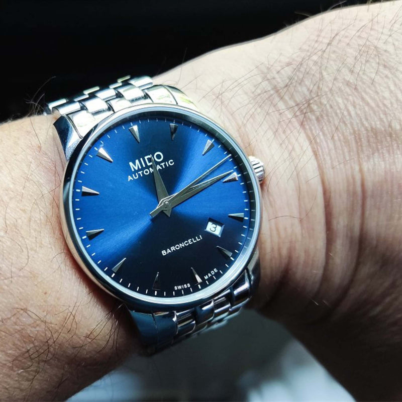 Mido Baroncelli II Automatic Blue Dial Silver Steel Strap Watch For Men - M8600.4.15.1 Buy Now By Mido