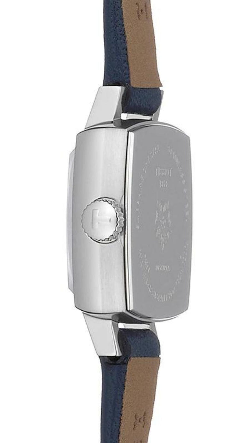 Shop Tissot Lovely Square Silver Dial Blue Leather Strap Watch For Women - T058.109.16.031.00 in USA
