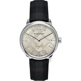 Shop Burberry Classic Round Cream Dial Black Leather Strap Watch for Men - BU10008 in USA