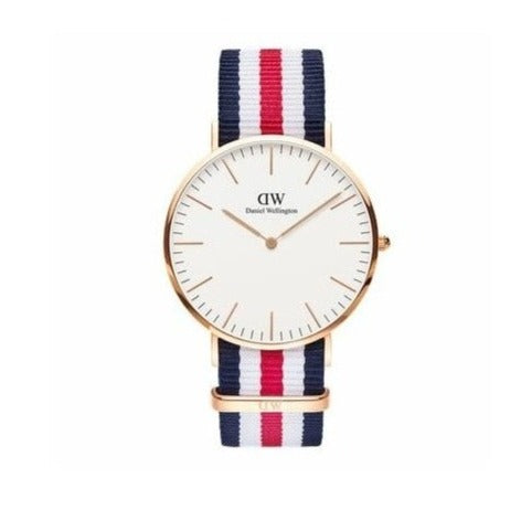 Shop Daniel Wellington Classic Canterbury White Dial Two Tone Nylon Strap Watch For Men - DW00100002 in USA
