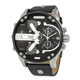 Shop Diesel Mr Daddy Black Dial Black Leather Strap Watch For Men - DZ7313 in USA