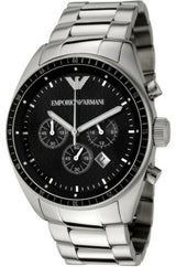 Emporio Armani Sportivo Chronograph Black Dial Silver Stainless Steel Watch For Men - AR0585 Buy Now By Emporio Armani