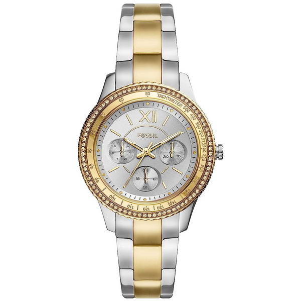 Fossil Stella Sport Multifunction Silver Dial Two Tone Steel Strap Watch for Women - ES5107 Buy Now By Fossil