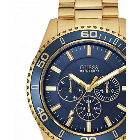 Shop Guess Chaser Multifunction Blue Dial Gold Steel Strap Watch for Men - W0172G5 in USA