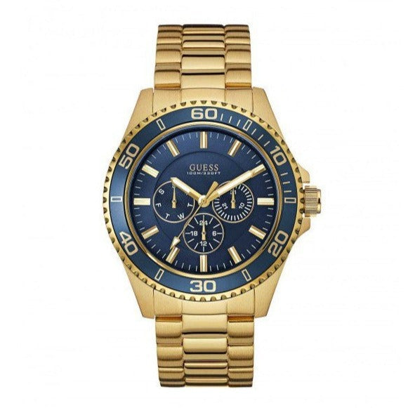 Shop Guess Chaser Multifunction Blue Dial Gold Steel Strap Watch for Men - W0172G5 in USA