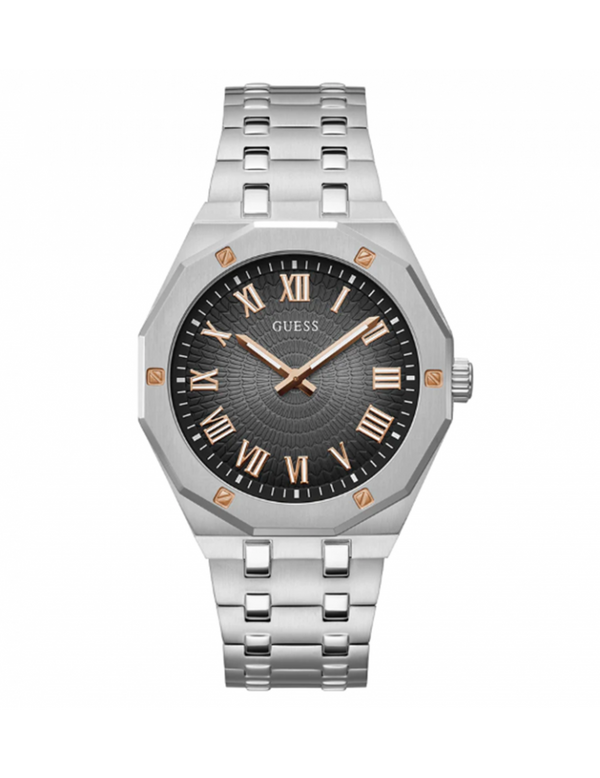 Shop Guess Asset Quartz Black Dial Silver Steel Strap Watch For Men - GW0575G1 in USA