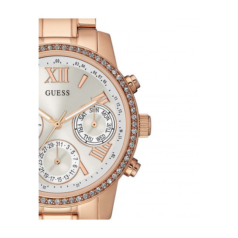 Guess Mini Surprise Analog Silver Dial Rose Gold Steel Strap Watch For Women - W0623L2 Buy Now By Guess