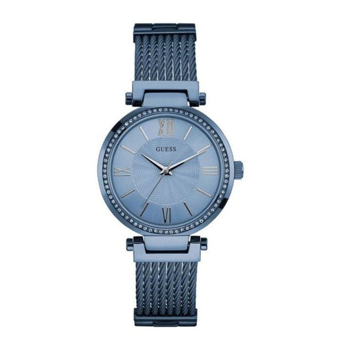 Guess Soho Diamonds Blue Dial Blue Mesh Bracelet Watch For Women - W0638L3 Buy Now By Guess