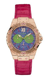 Guess Limelight Quartz Multicolor Dial Red Leather Strap Watch For Women - W0775L4 Buy Now By Guess