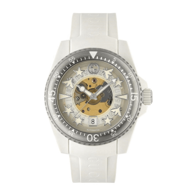 Shop Gucci Dive Automatic White Dial White Rubber Strap Unisex Watch - YA136342 in USA