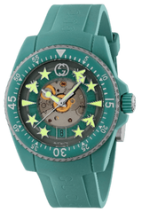 Shop Gucci Dive Automatic Green Dial Green Rubber Strap Unisex Watch - YA136344 in USA