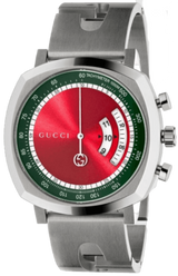 Gucci Grip Quartz Chronograph Red Dial Silver Steel Strap Watch For Men - YA157303 Buy Now By Gucci