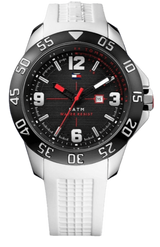 Shop Tommy Hilfiger Sport Black Dial White Rubber Strap Watch for Men - 1790986 in USA