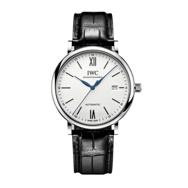 Shop IWC Portofino Automatic '150 Years' Edition Automatic White Dial Black Leather Strap Watch for Men - IW356519 in USA