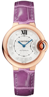 Cartier Ballon Bleu Diamonds White Dial Pink Leather Strap Watch for Women - WE902050 Buy Now By Cartier