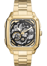 Fossil Inscription Automatic Skeleton Black Dial Gold Steel Strap Watch for Men - BQ2573 Buy Now By Fossil