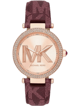 Michael Kors Parker Rose Gold Dial Maroon Leather Strap Watch For Women - MK2974 Buy Now By Michael Kors