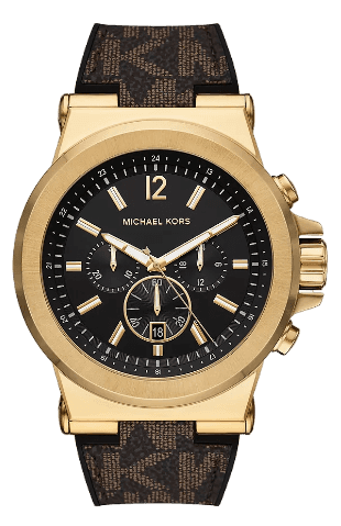 Shop Michael Kors Dylan Chronograph Black Dial Brown Rubber Strap Watch For Men - MK8904 in USA