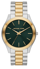 Michael Kors Slim Runway Quartz Green Dial Two Tone Steel Strap Watch for Women - MK9149 Buy Now By Michael Kors
