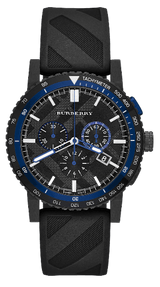 Burberry The City Chronograph Black Dial Black Rubber Strap Watch For Men - BU9806 Buy Now By Burberry