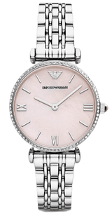 Emporio Armani Gianni T Bar Pink Mother of Pearl Dial Silver Steel Strap Watch For Women - AR1779 Buy Now By Emporio Armani