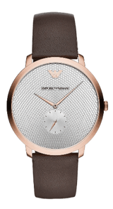 Emporio Armani Modern Slim Analog Silver Dial Brown Leather Strap Watch For Men - AR11163 Buy Now By Emporio Armani