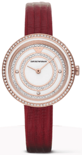Emporio Armani Two-Hand Analog White Dial Red Leather Strap Watch For Women - AR11532 Buy Now By Emporio Armani