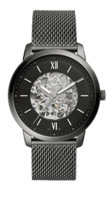 Fossil Neutra Automatic Skeleton Black Dial Grey Mesh Strap Watch for Men - ME3185 Buy Now By Fossil