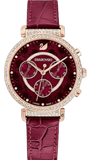 Swarovski Spring Flower Chronograph Red Dial Red Leather Strap Watch for Women - 5598689