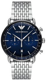 Emporio Armani Aviator Chronograph Blue Dial Silver Steel Strap Watch For Men - AR11238 Buy Now By Emporio Armani